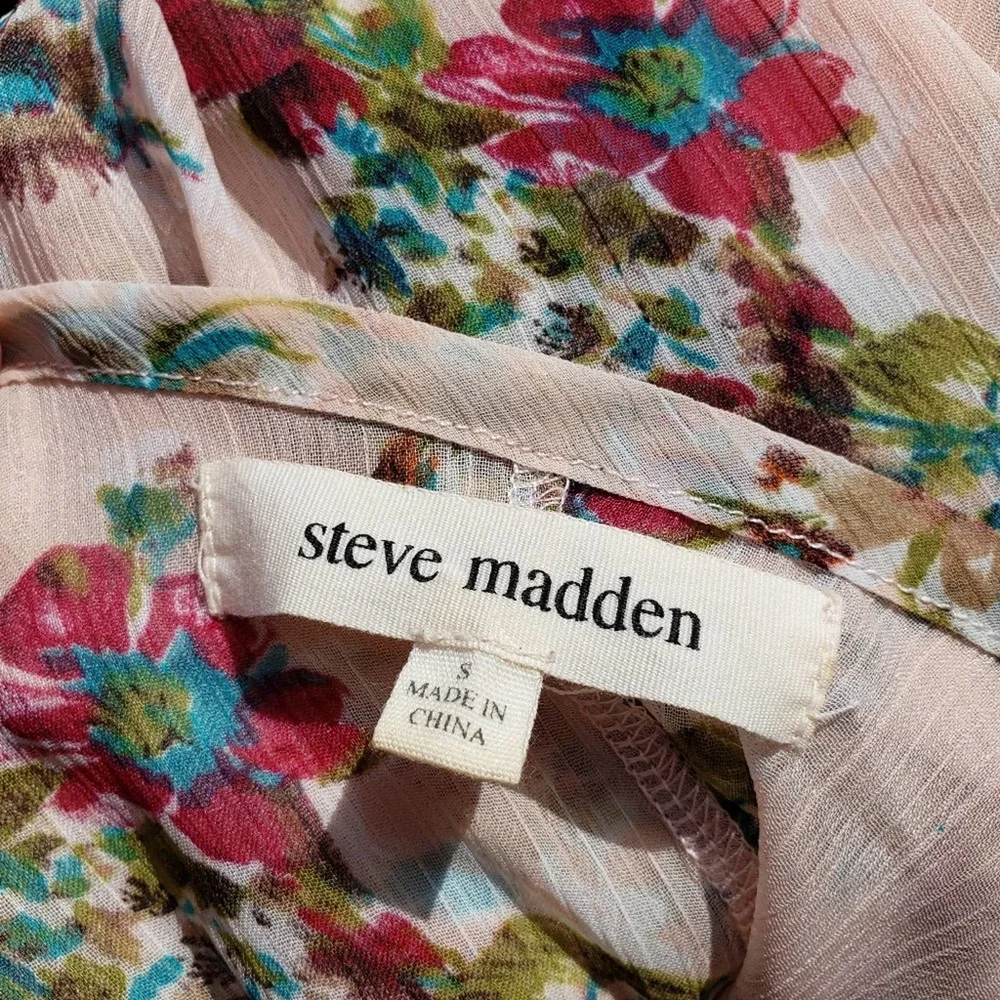Tank Floral Pink Blush Sleeveless Sharkbite Cami Sz S STEVE MADDEN - Picture 9 of 10